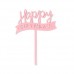 Cake topper Happy birthday vlag roze